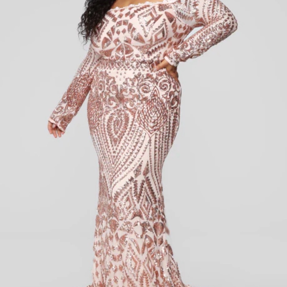 Fashion Nova Pink Sequin Prom Dress - Picture 7 of 8